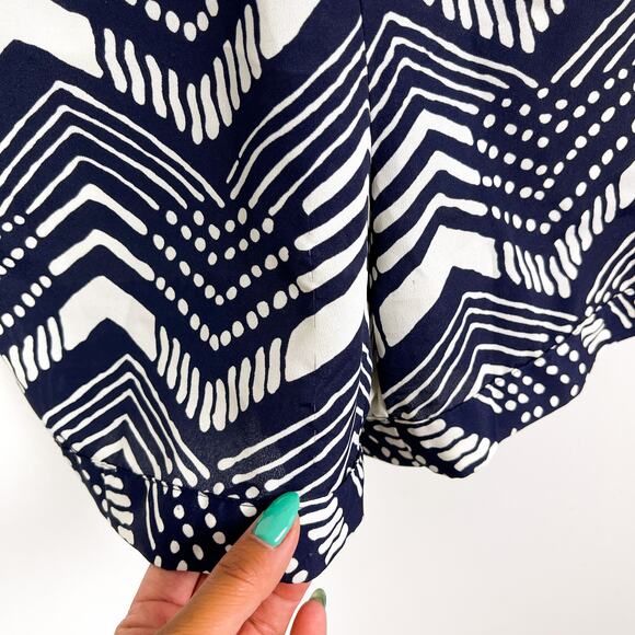 J.Crew Factory Womens 00 Polyester Romper Shorts Tribal Print Navy Blue - Picture 4 of 10